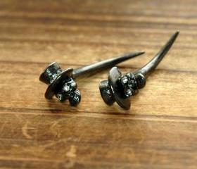 Shimmering Skeleton Rhinestone Ear Studs