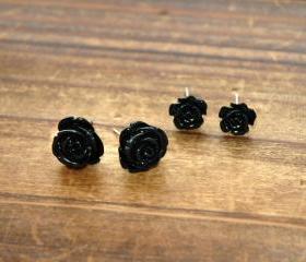 Lovely Shimmering Steampunk Rose Ear Studs 2 pairs