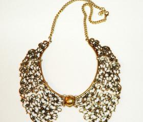 Classic Antique Bronze Plated Collar Necklace 