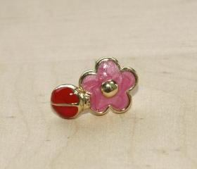 Mini Flower and Lady Bird Gold Earrings