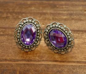Madam Butterfly Vintage Earrings - Tanzanite